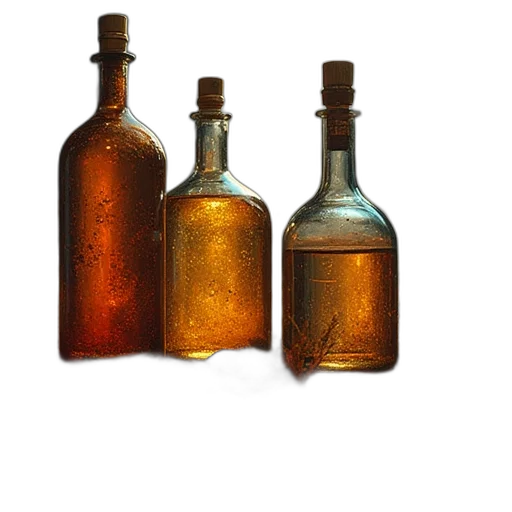 bottle, crown, 3d render, photorealistic transparent PNG cut-out