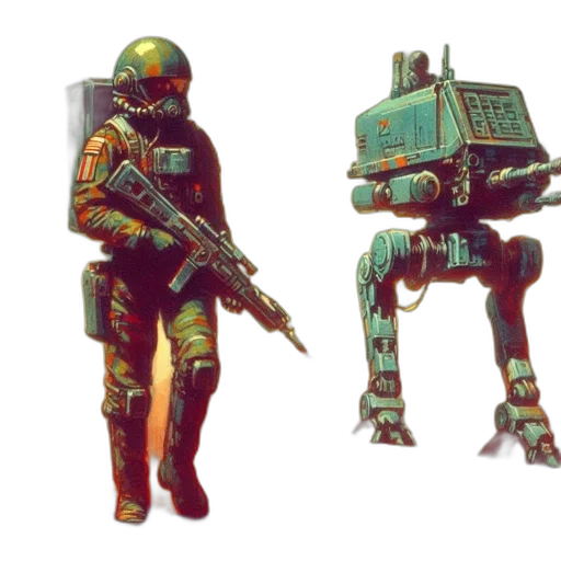 robot, weapon, concept art, pixel art transparent PNG cut-out