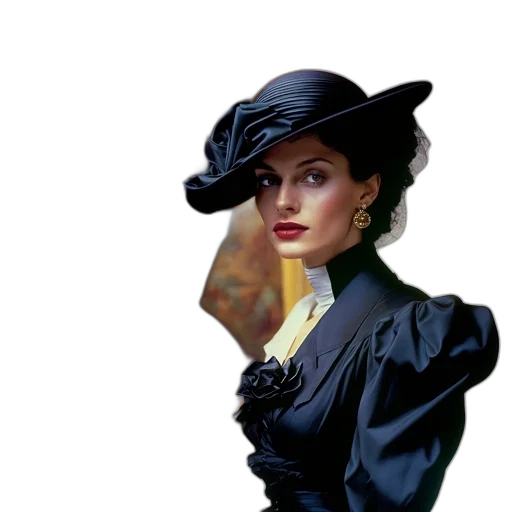 hat, face, dress, jewelry transparent PNG cut-out