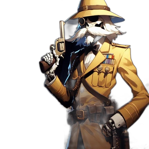 staff, hat, jacket, weapon transparent PNG cut-out