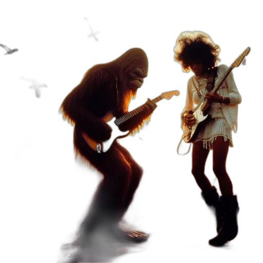 concept art, two, unusual, musicians transparent PNG cut-out