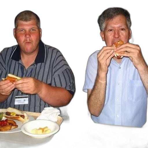 food, two, men, eating transparent PNG cut-out
