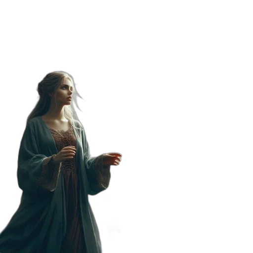 dress, sword, concept art, 3d render transparent PNG cut-out