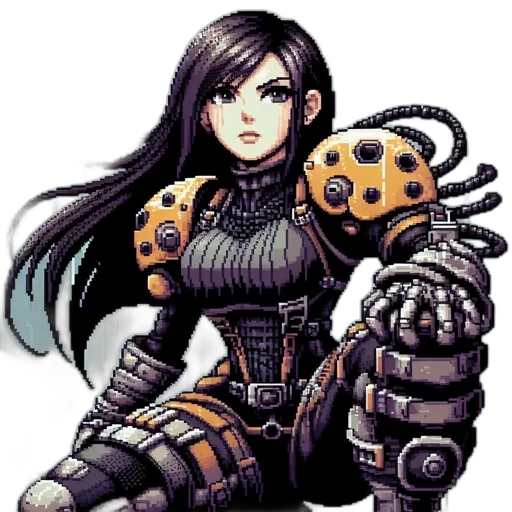 robot, weapon, staff, pixel art transparent PNG cut-out