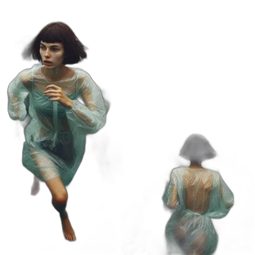 dress, creature, jacket, hair transparent PNG cut-out