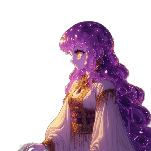 dress, crown, staff, hair transparent PNG cut-out