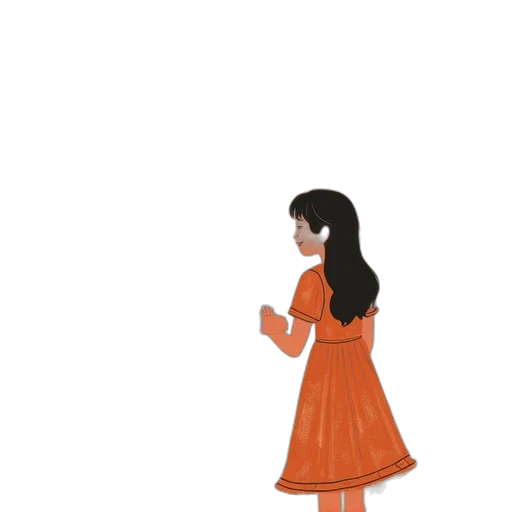 dress, hair, staff, creature transparent PNG cut-out