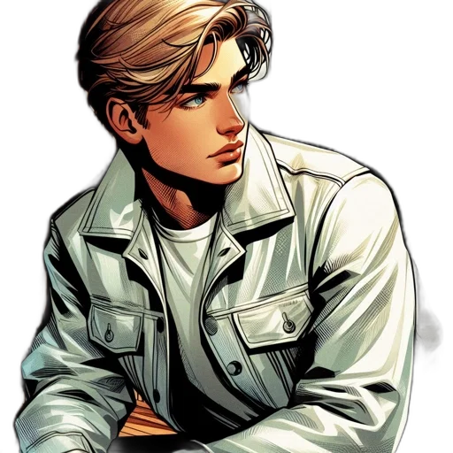 jacket, comic book art, concept art, cartoon transparent PNG cut-out