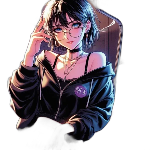 jacket, face, jewelry, staff transparent PNG cut-out