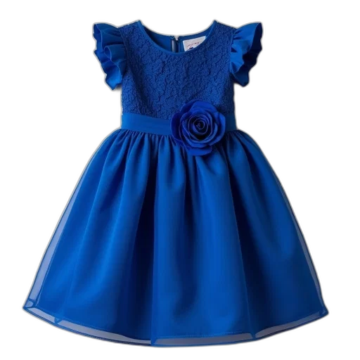 dress, blue, girl, flower transparent PNG cut-out