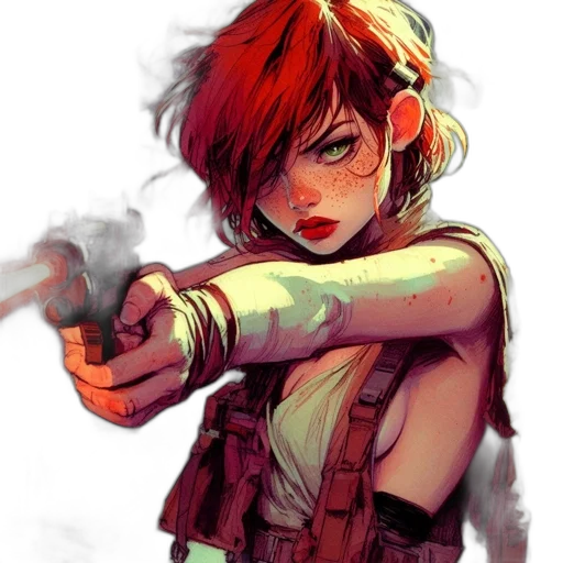 weapon, jacket, staff, comic book art transparent PNG cut-out