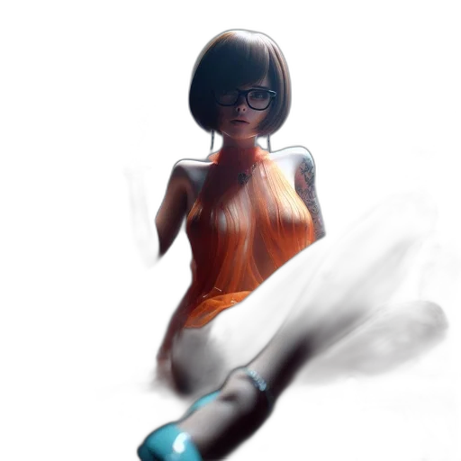 dress, robot, hair, staff transparent PNG cut-out