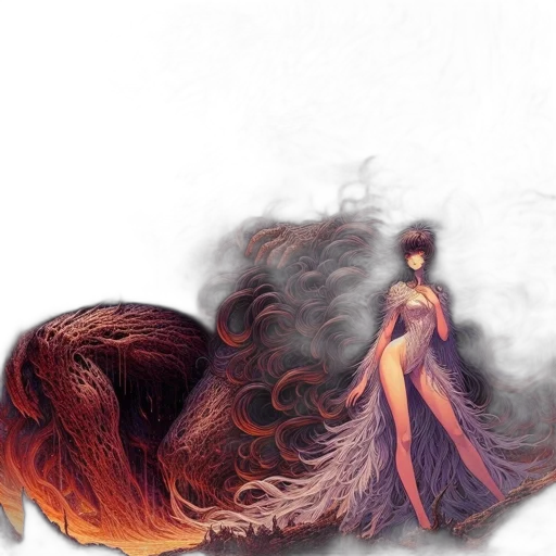 hair, dress, dragon, creature transparent PNG cut-out