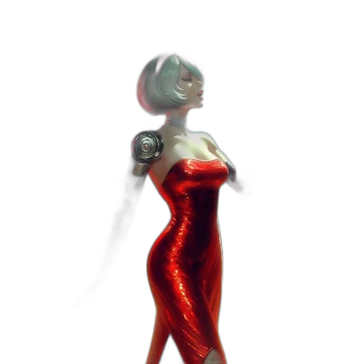 dress, robot, staff, weapon transparent PNG cut-out