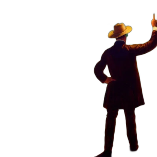 hat, staff, jacket, robot transparent PNG cut-out