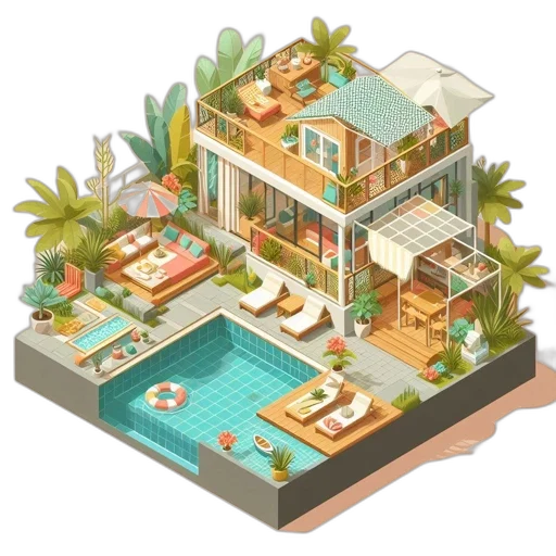 furniture, 3d render, concept art, pixel art transparent PNG cut-out