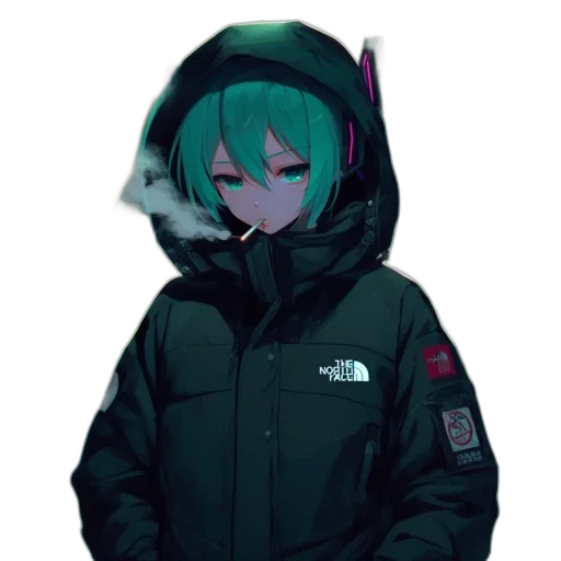 jacket, creature, mask, staff transparent PNG cut-out