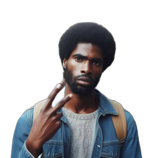 jacket, face, hair, staff transparent PNG cut-out