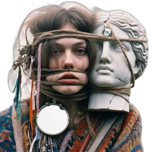 face, mask, jacket, jewelry transparent PNG cut-out