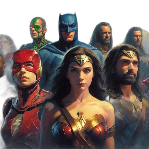 comic book art, concept art, fantasy art, lineup transparent PNG cut-out