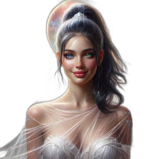 dress, jewelry, crown, face transparent PNG cut-out