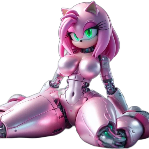 robot, 3d render, concept art, vaporwave transparent PNG cut-out