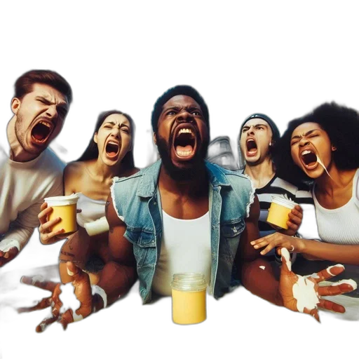 concept art, photorealistic, five, individuals transparent PNG cut-out
