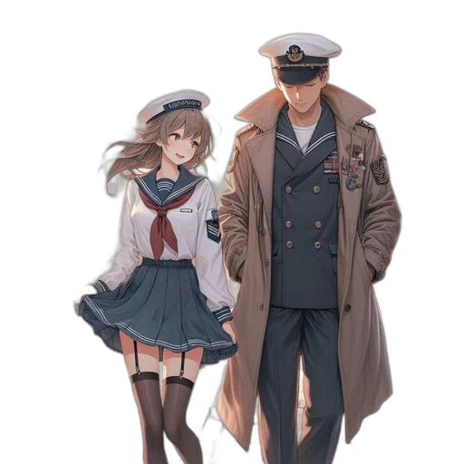 jacket, hat, dress, staff transparent PNG cut-out