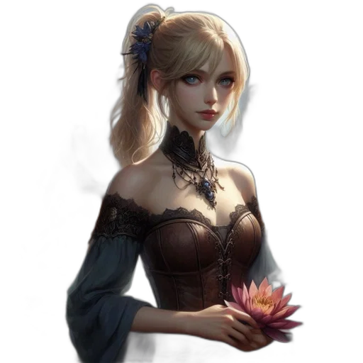 flower, dress, staff, crown transparent PNG cut-out