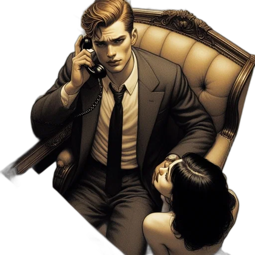 comic book art, concept art, suited, man transparent PNG cut-out