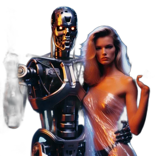 robot, cyberpunk, concept art, vaporwave transparent PNG cut-out