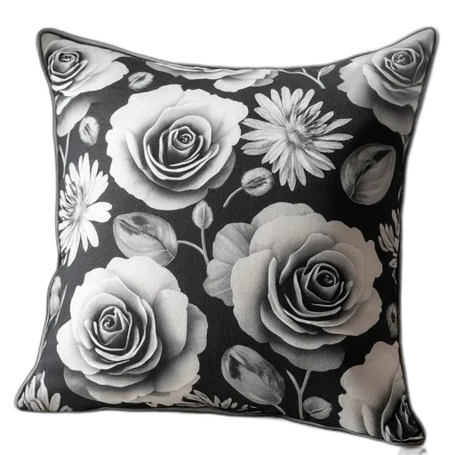 flower, photorealistic, monochrome, black transparent PNG cut-out