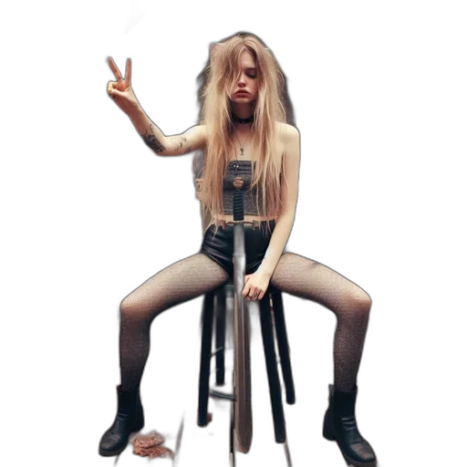 hair, staff, dress, creature transparent PNG cut-out