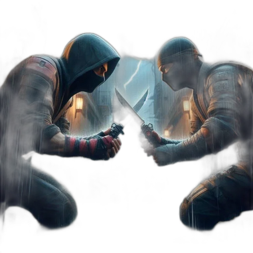 weapon, mask, sword, jacket transparent PNG cut-out