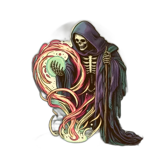 mask, creature, jacket, staff transparent PNG cut-out
