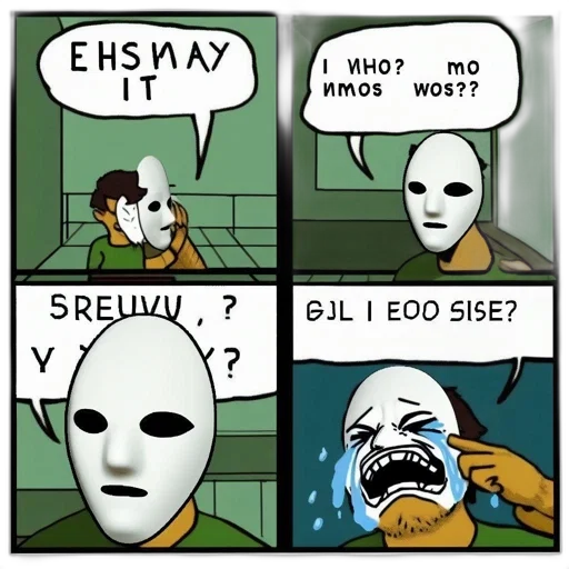 mask, fire, 4-panel, comic transparent PNG cut-out