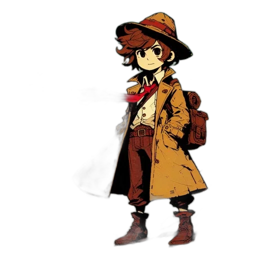 jacket, hat, staff, weapon transparent PNG cut-out