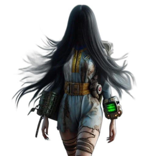 hair, bottle, jacket, staff transparent PNG cut-out