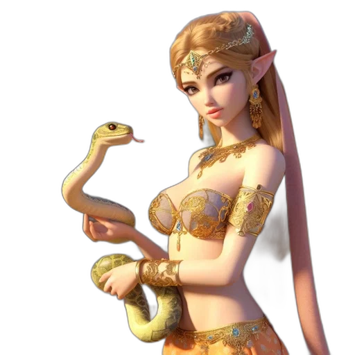 jewelry, dragon, dress, staff transparent PNG cut-out
