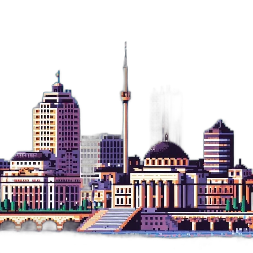 building, pixel art, concept art, watercolor transparent PNG cut-out