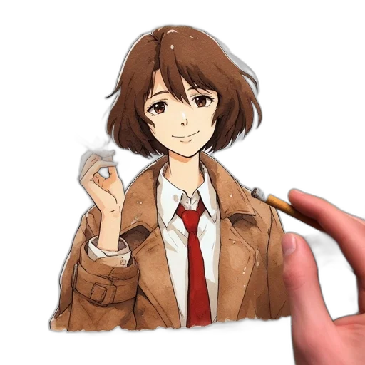 jacket, face, weapon, flower transparent PNG cut-out
