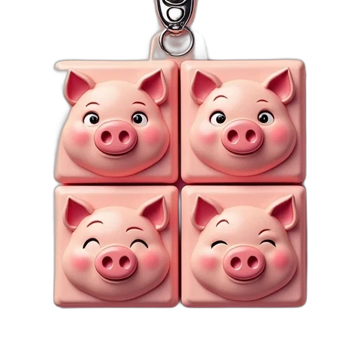 jewelry, 3d render, cartoonized, pig transparent PNG cut-out