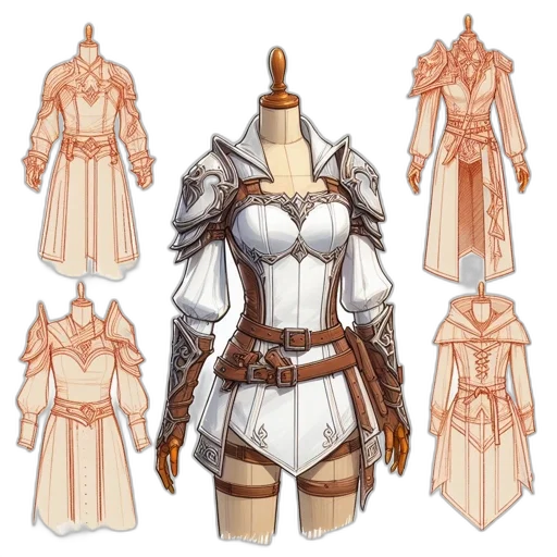 dress, jacket, concept art, fantasy art transparent PNG cut-out