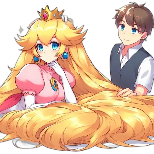 crown, hair, dress, staff transparent PNG cut-out
