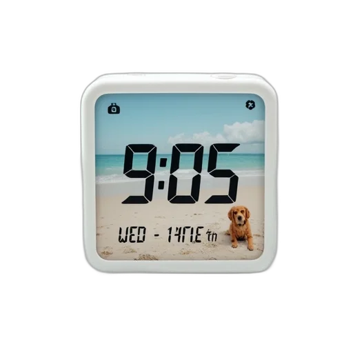 white, digital, clock, black transparent PNG cut-out