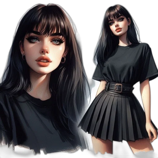 dress, jacket, face, concept art transparent PNG cut-out