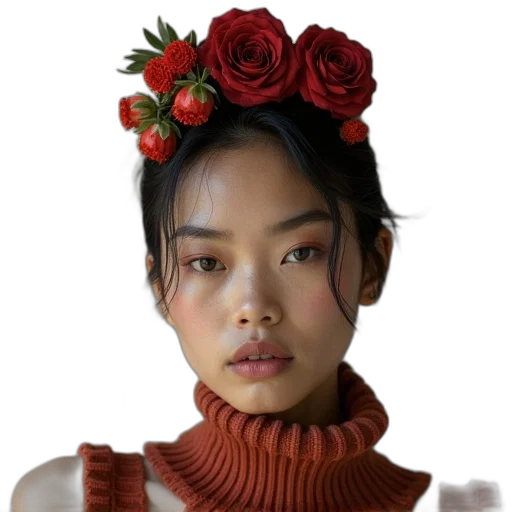 face, crown, flower, jewelry transparent PNG cut-out