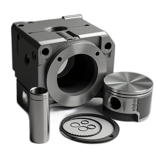 3d render, cylinder, bore, piston transparent PNG cut-out