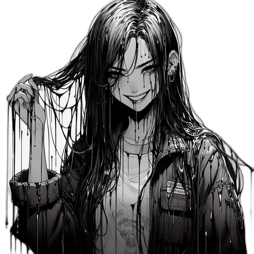 creature, jacket, face, hair transparent PNG cut-out