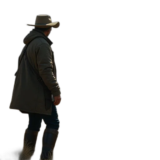 jacket, hat, weapon, staff transparent PNG cut-out